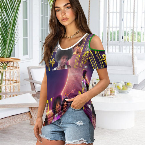 Custom All-Over Print off the shoulder short sleeved T-shirt