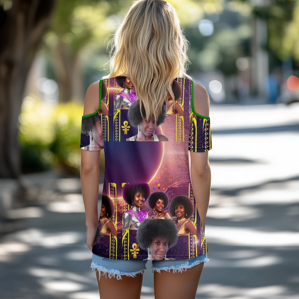 Custom All-Over Print off the shoulder short sleeved T-shirt