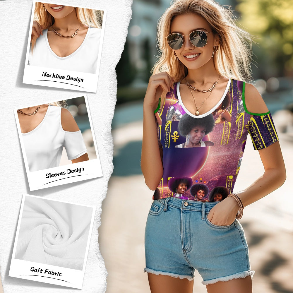 Custom All-Over Print off the shoulder short sleeved T-shirt